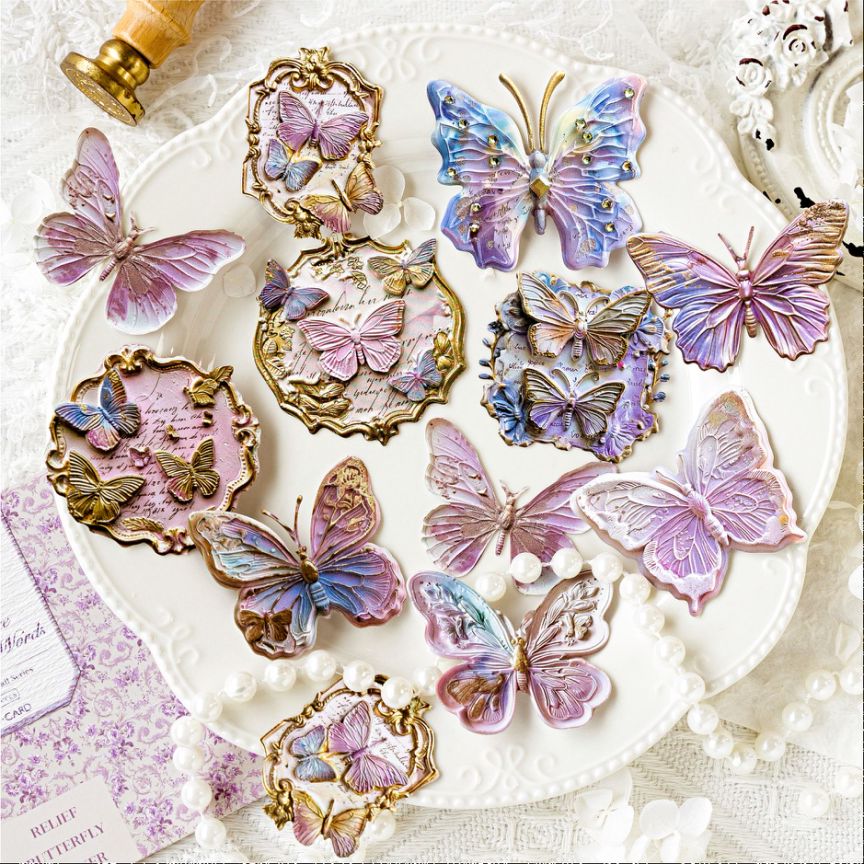 Butterfly Mail Embossed Stickers