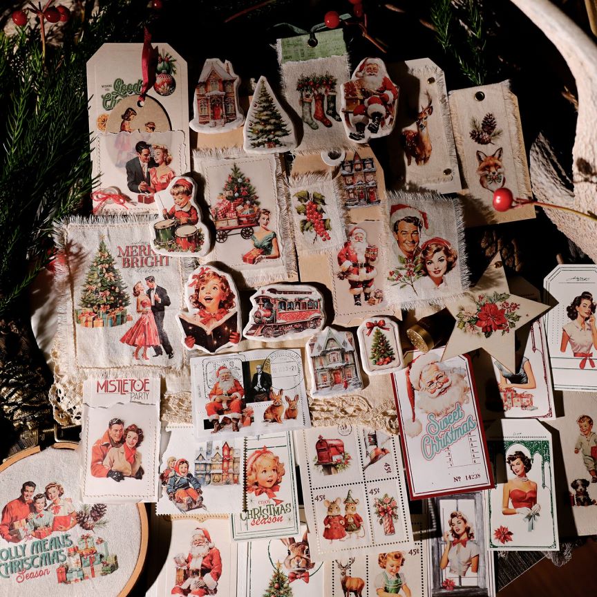 Vintage Christmas Rub-on Sticker