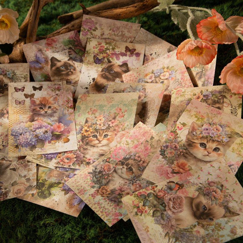 The Cat in the Garden Collage Paper