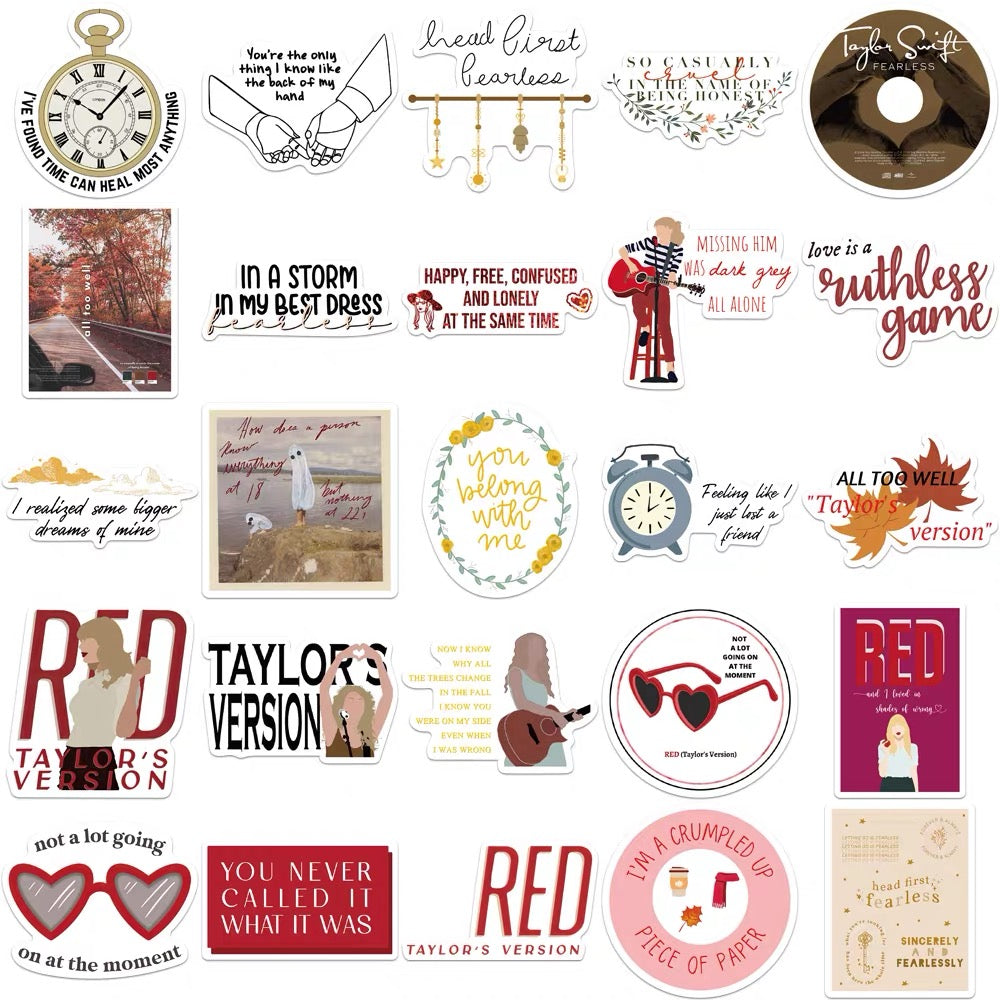 Taylor Red&Fearless Material Sticker Package