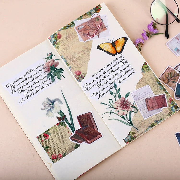 Vintage Book and Letter Theme Stickers