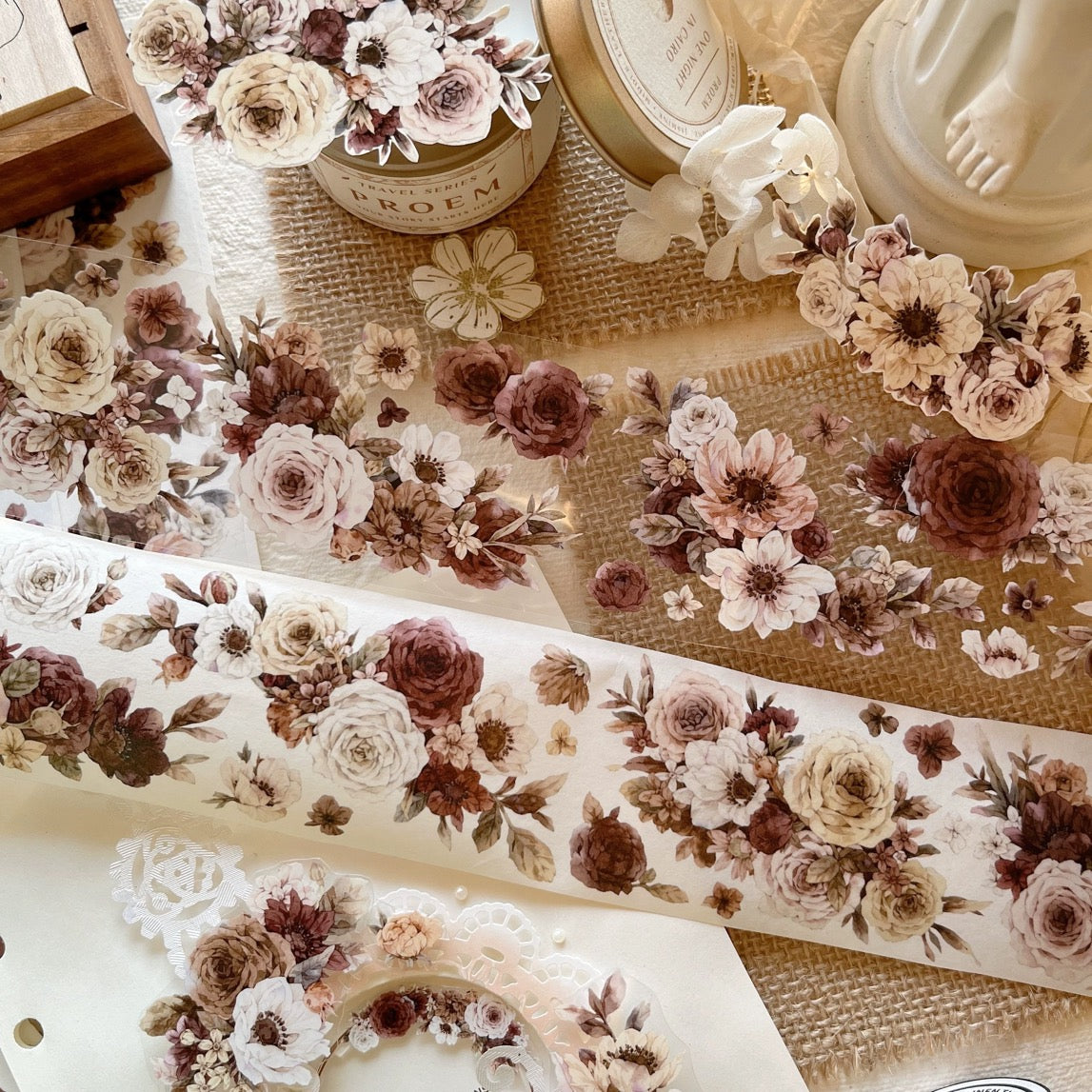 5.5cm*150cm Autumn Retro Flower Tape