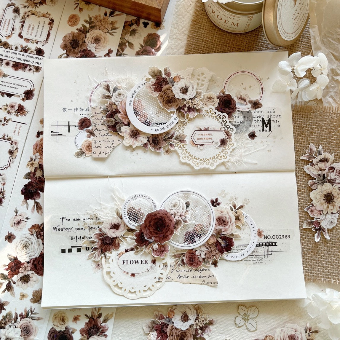 5.5cm*150cm Autumn Retro Flower Tape