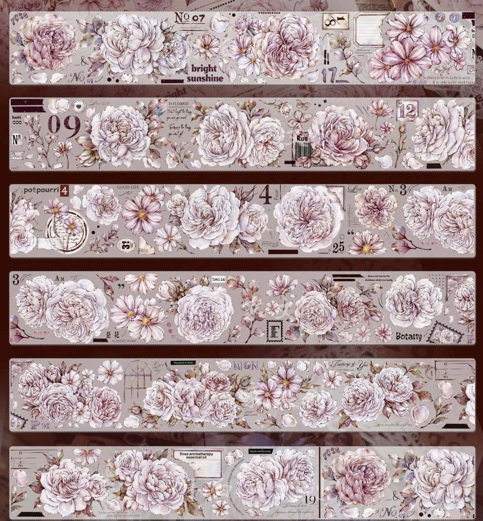 6cm*200cm Vintage Austin Rose Tape