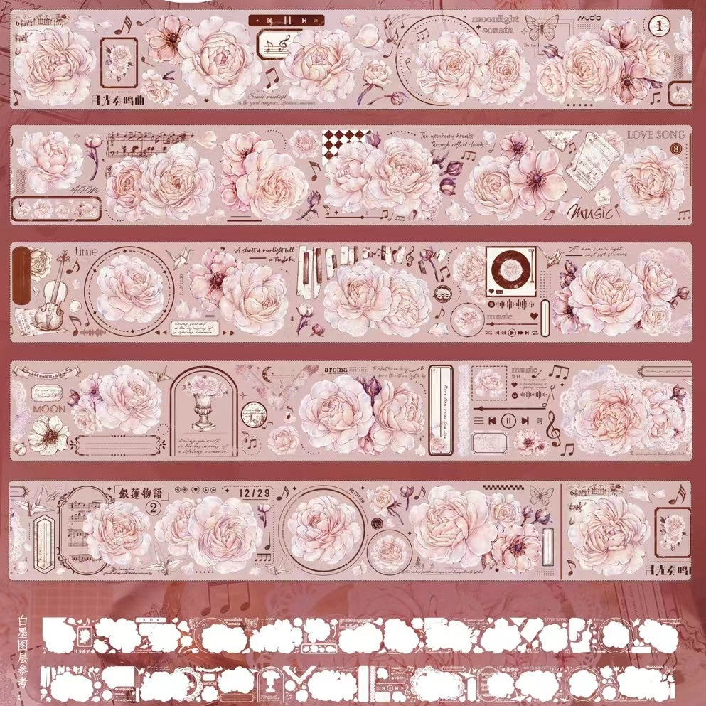 6cm*200cm Vintage Gentle Peony PET Tape