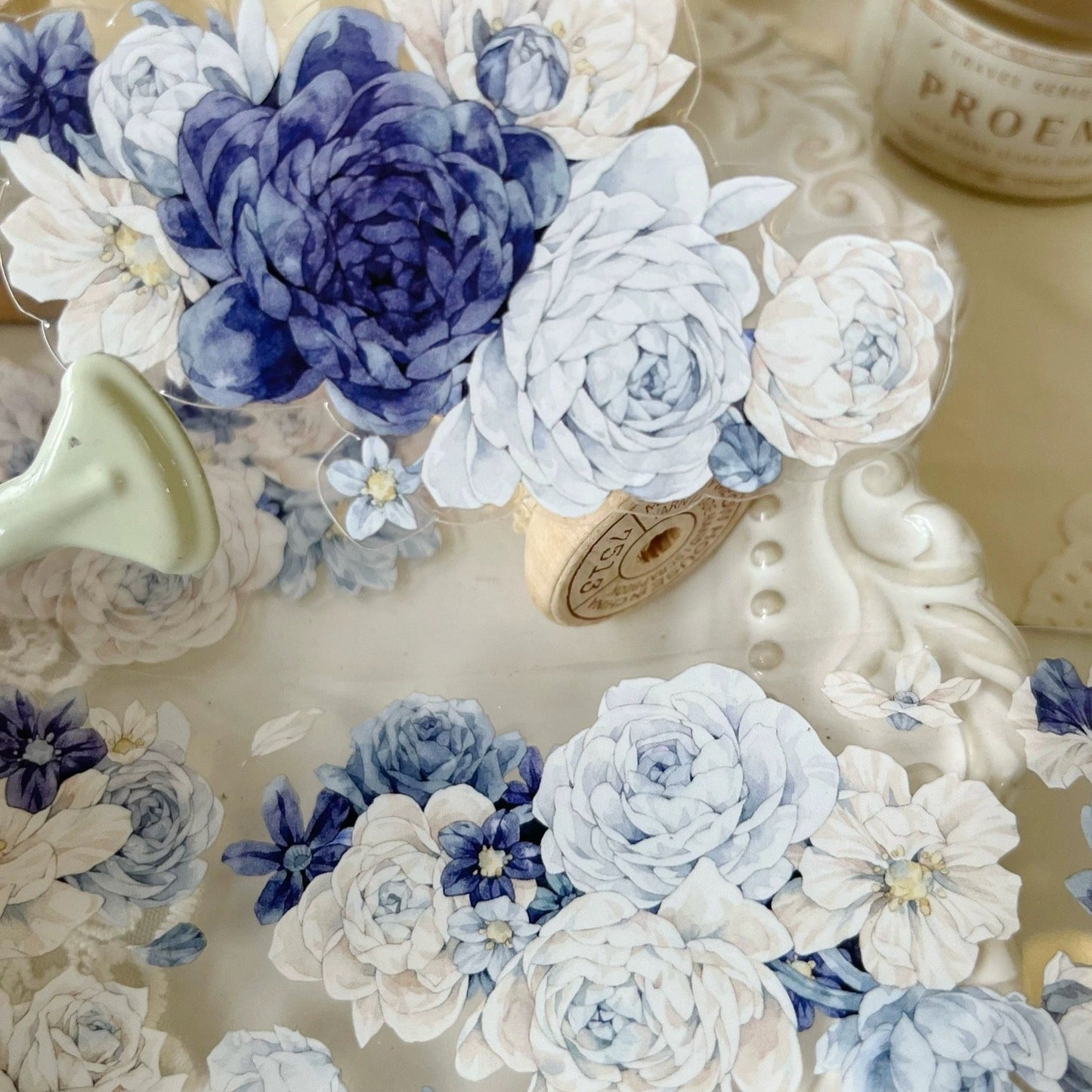 5.5cm*100cm Frosty Isle Floral Blue Tape