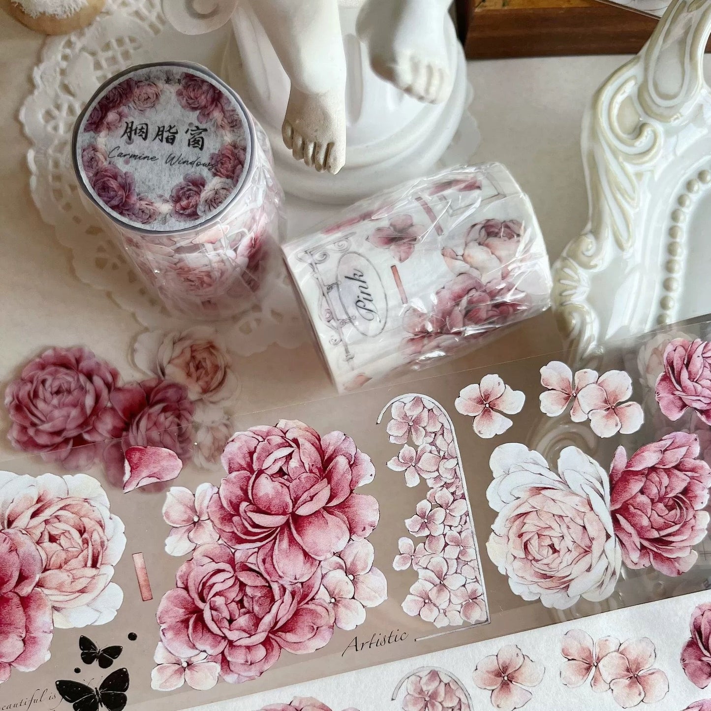 6cm*150cm Rouge Window Pink Peony Tape