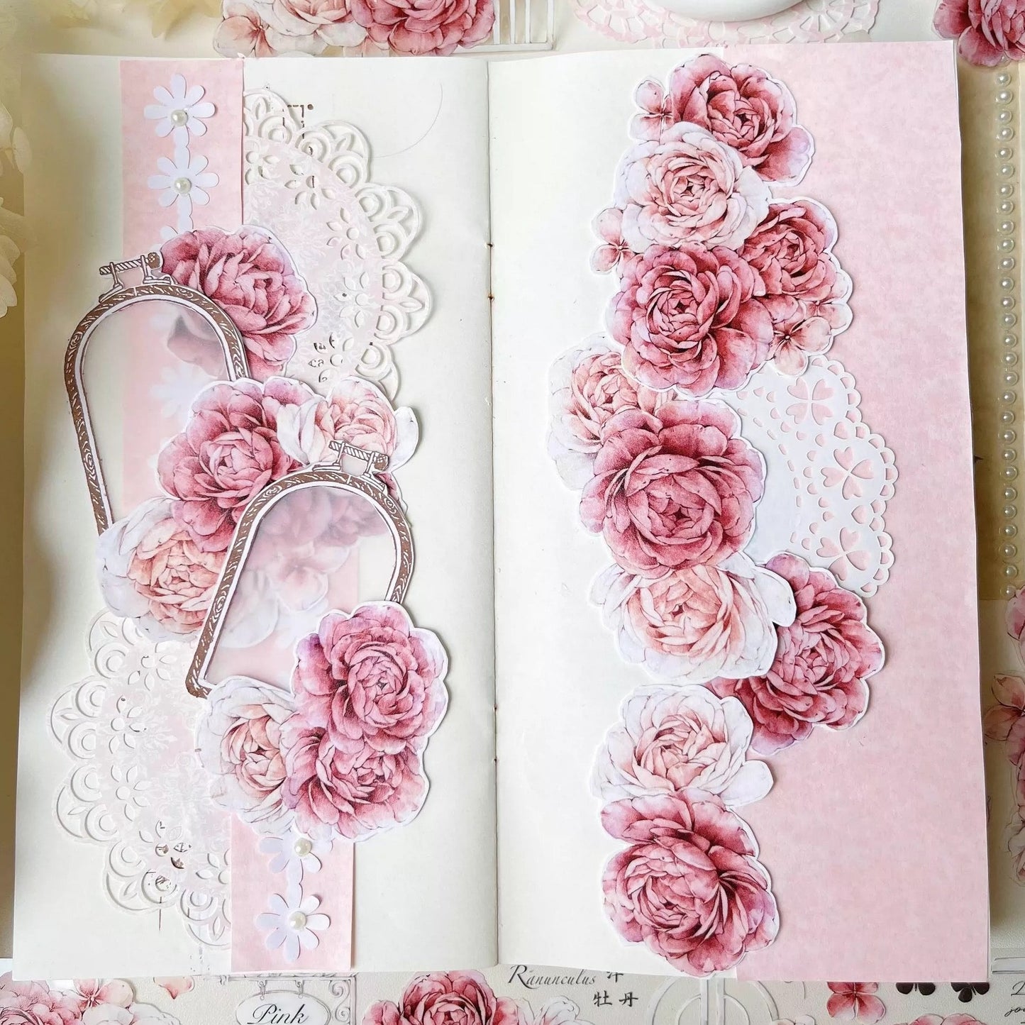 6cm*150cm Rouge Window Pink Peony Tape