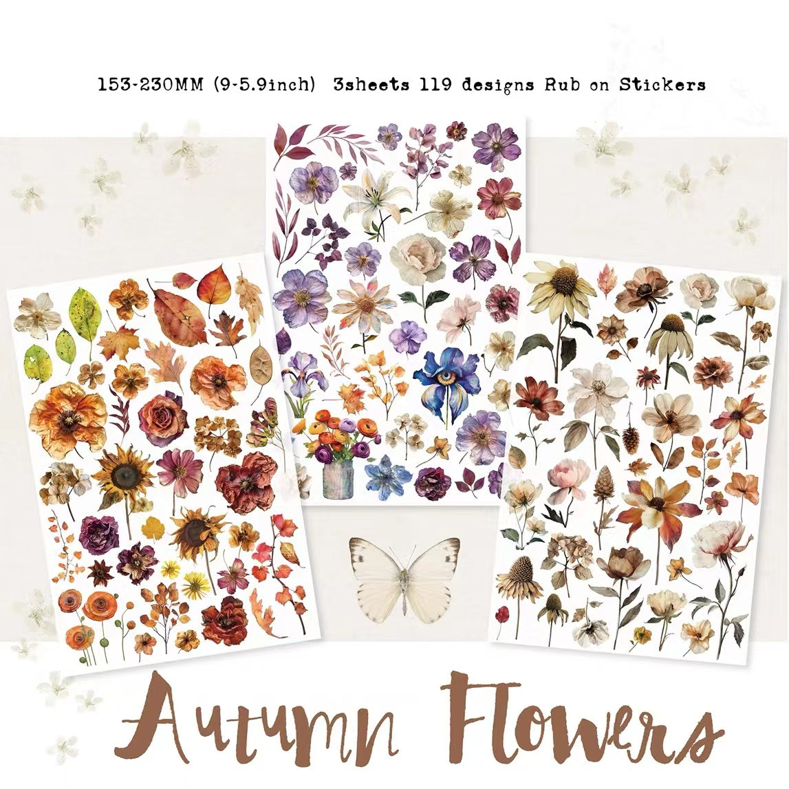 Autumn Flowers Rub-on Sticker