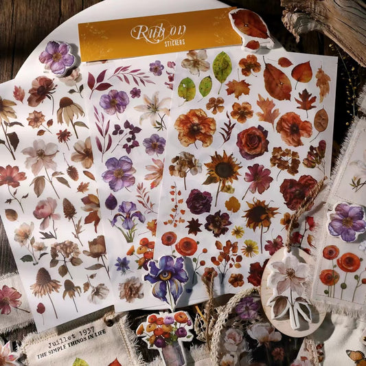 Autumn Flowers Rub-on Sticker