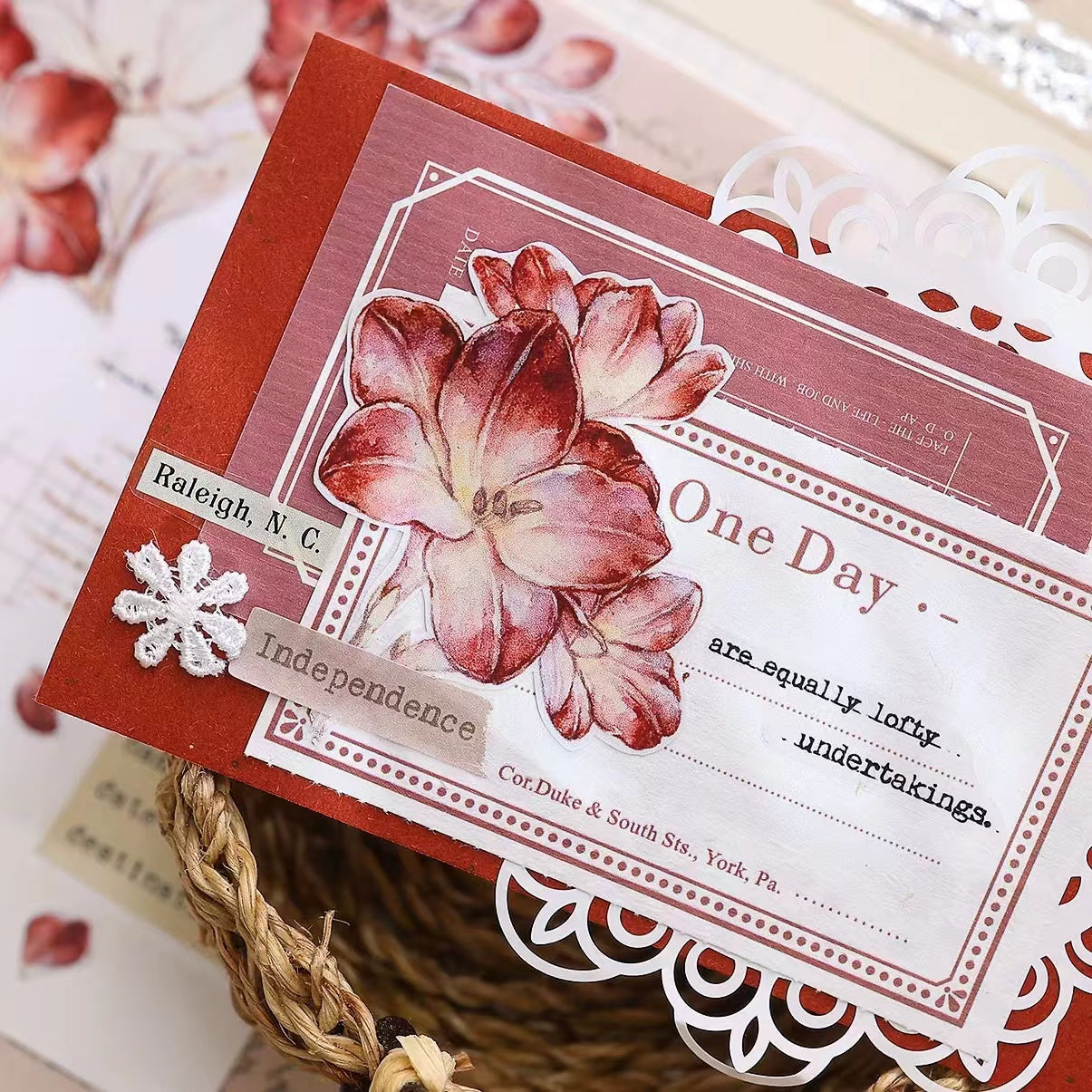 5cm*100cm Red-White Freesia Tape