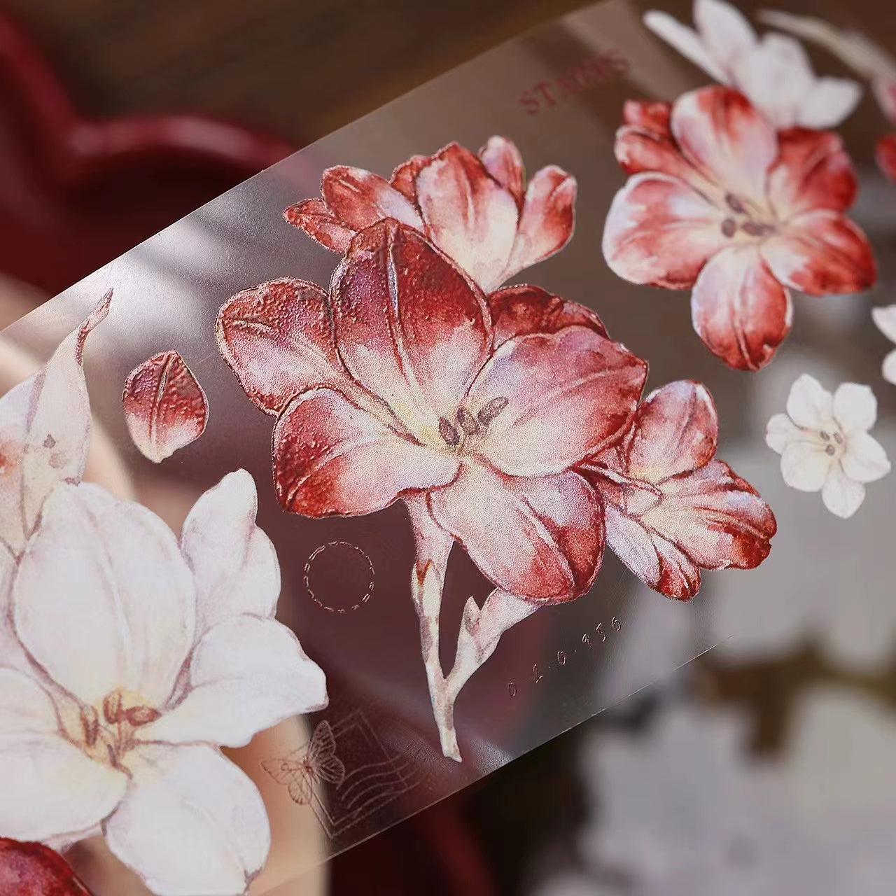 5cm*100cm Red-White Freesia Tape