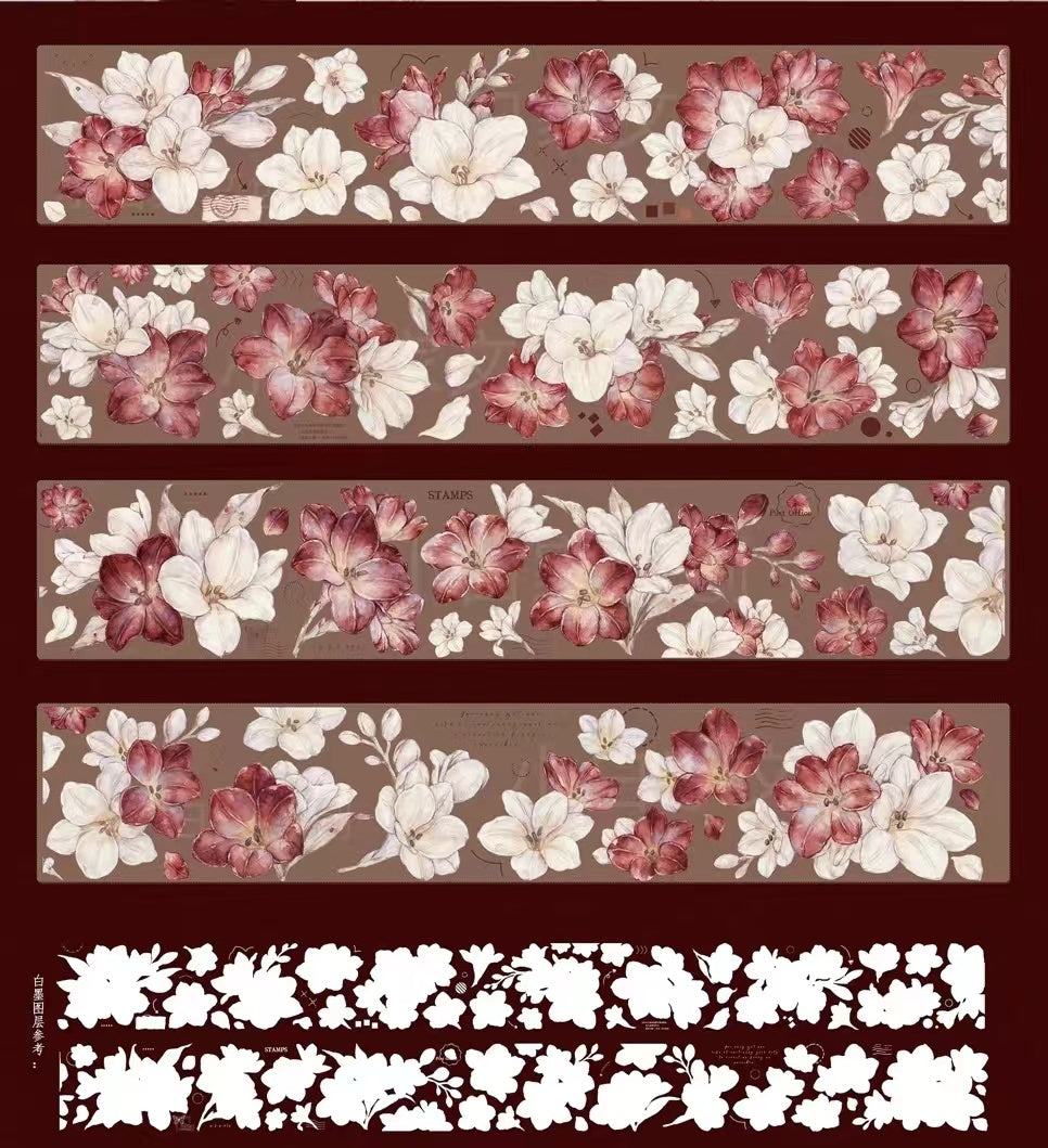 5cm*100cm Red-White Freesia Tape