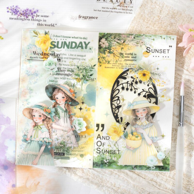 Colorful Ink Flower Sticker Book