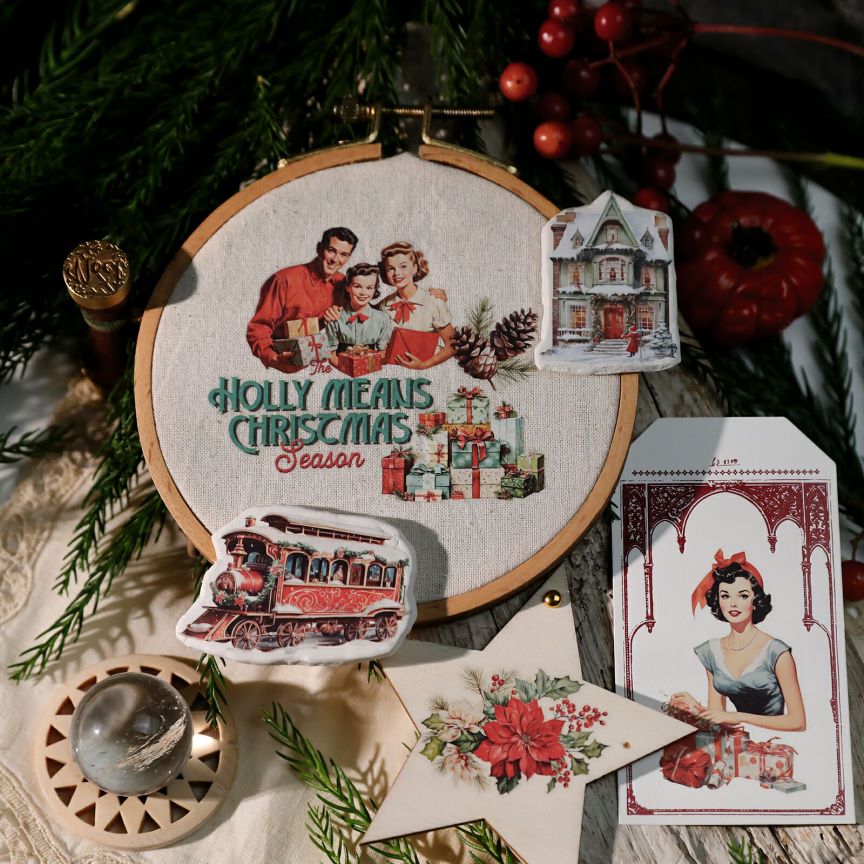 Vintage Christmas Rub-on Sticker