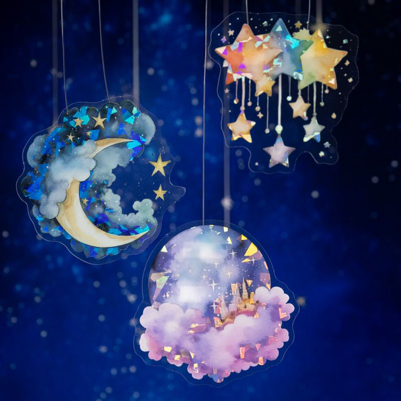 Falling Moon and Stars Stickers