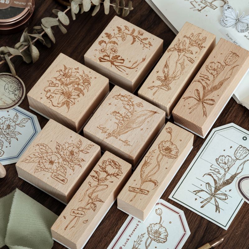 Woodland Floral Wooden Stamps