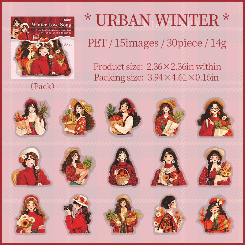 Winter Serenade Girl Stickers