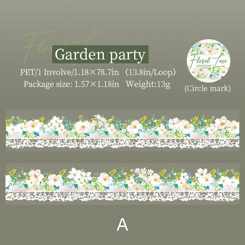 Watercolor Floral  Lace Tape