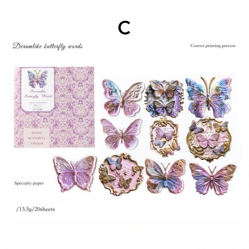 Butterfly Mail Embossed Stickers