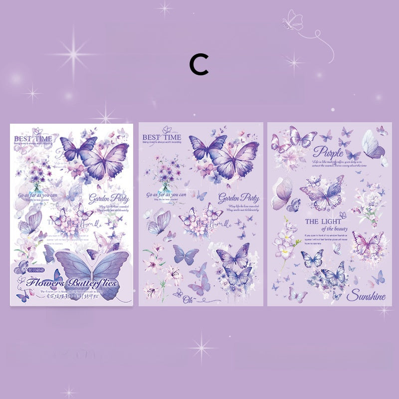 Flower Butterflies Rub-On Stickers