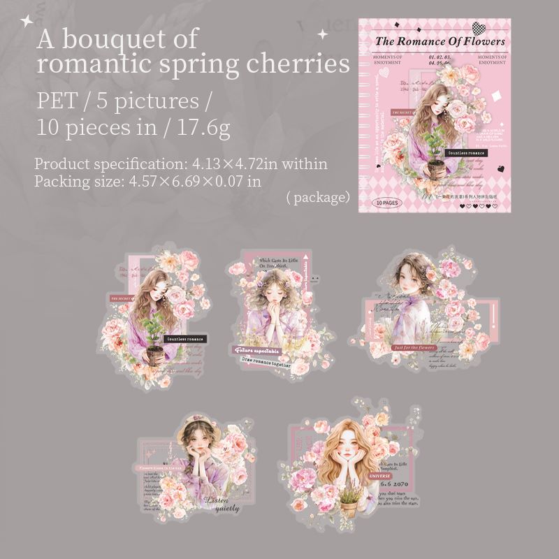 Romantic Blossoms Girl Sticker