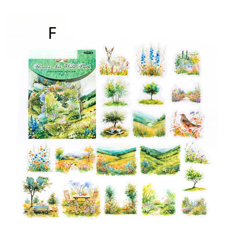 Floral Meadow Sticker 40pcs