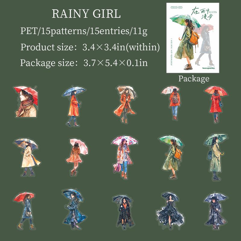 Strolling in the Rain Stickers