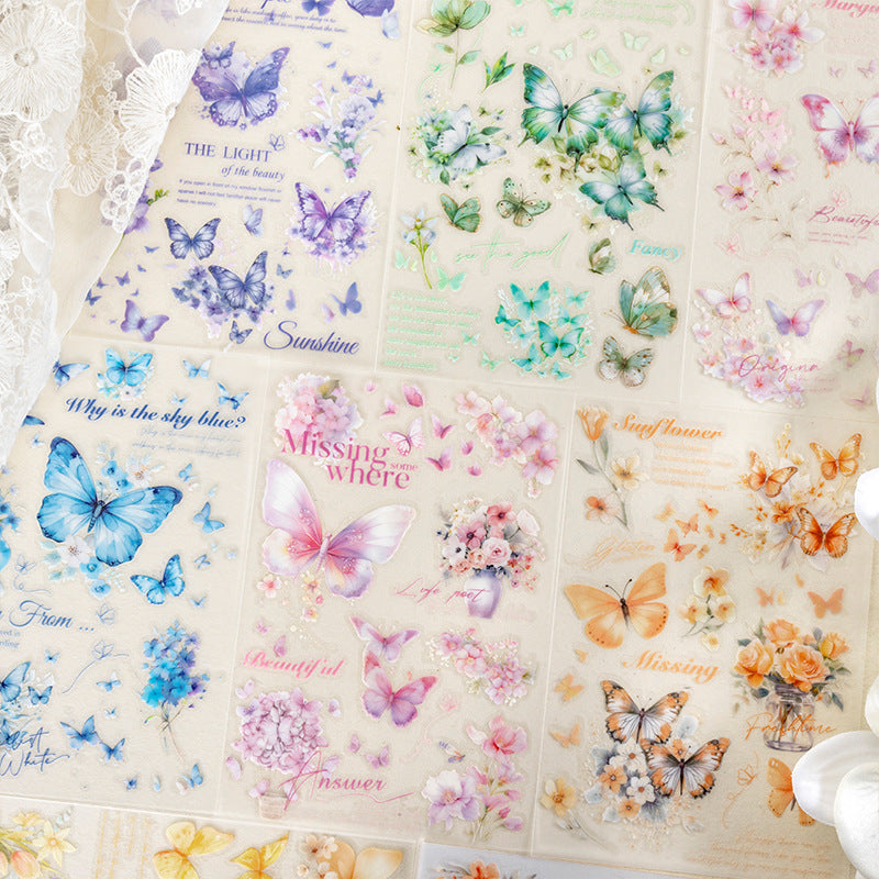 Flower Butterflies Rub-On Stickers