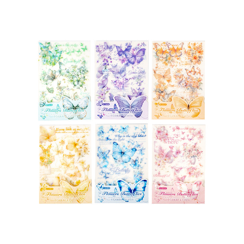 Flower Butterflies Rub-On Stickers