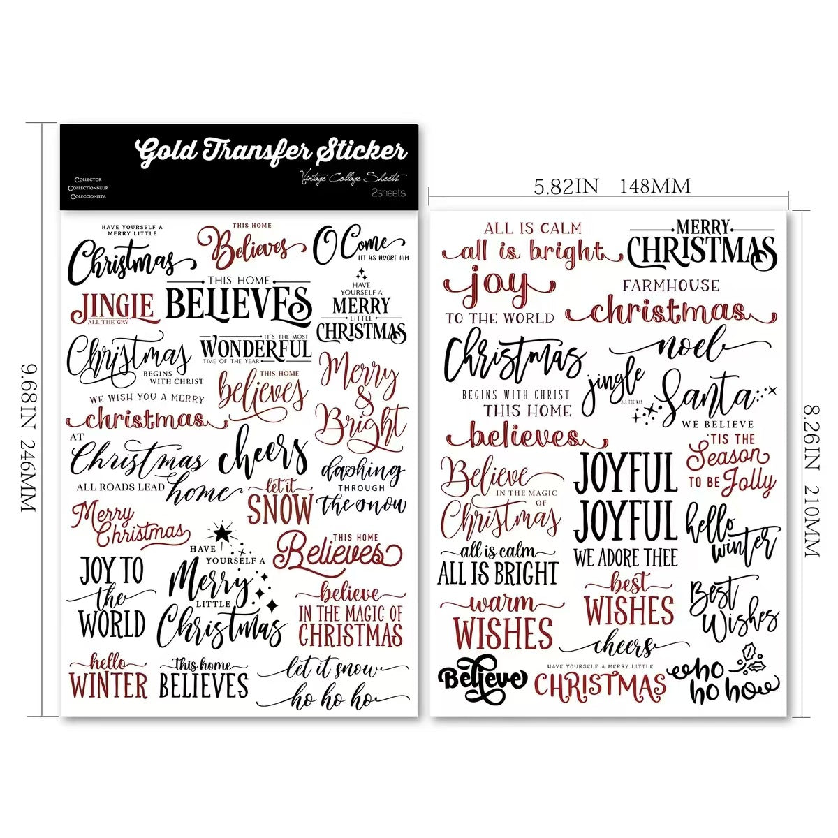 Christmas Phrases Rub-on Sticker