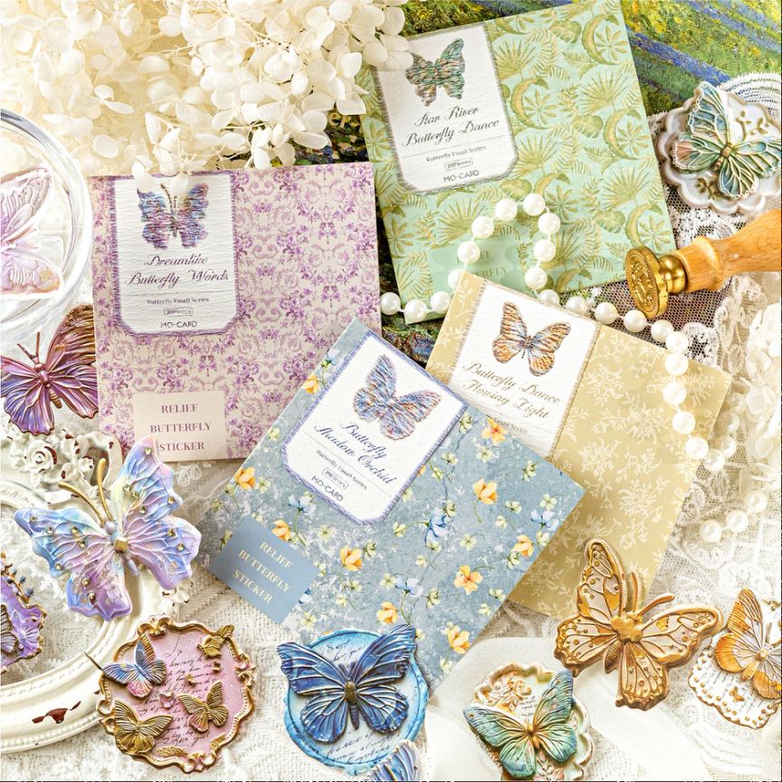 Butterfly Mail Embossed Stickers