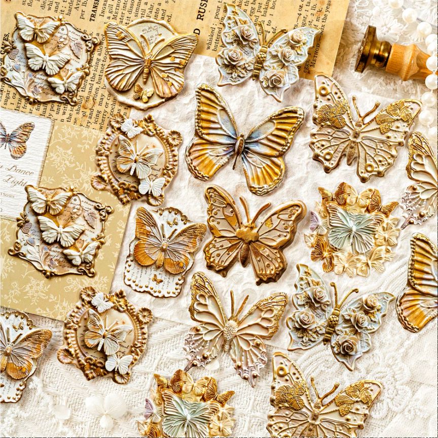 Butterfly Mail Embossed Stickers