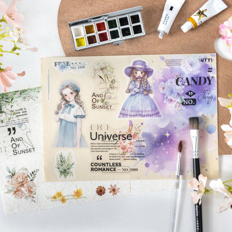 Colorful Ink Flower Sticker Book