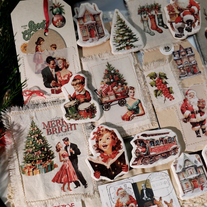 Vintage Christmas Rub-on Sticker