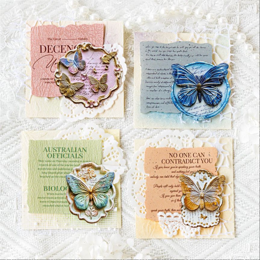 Butterfly Mail Embossed Stickers