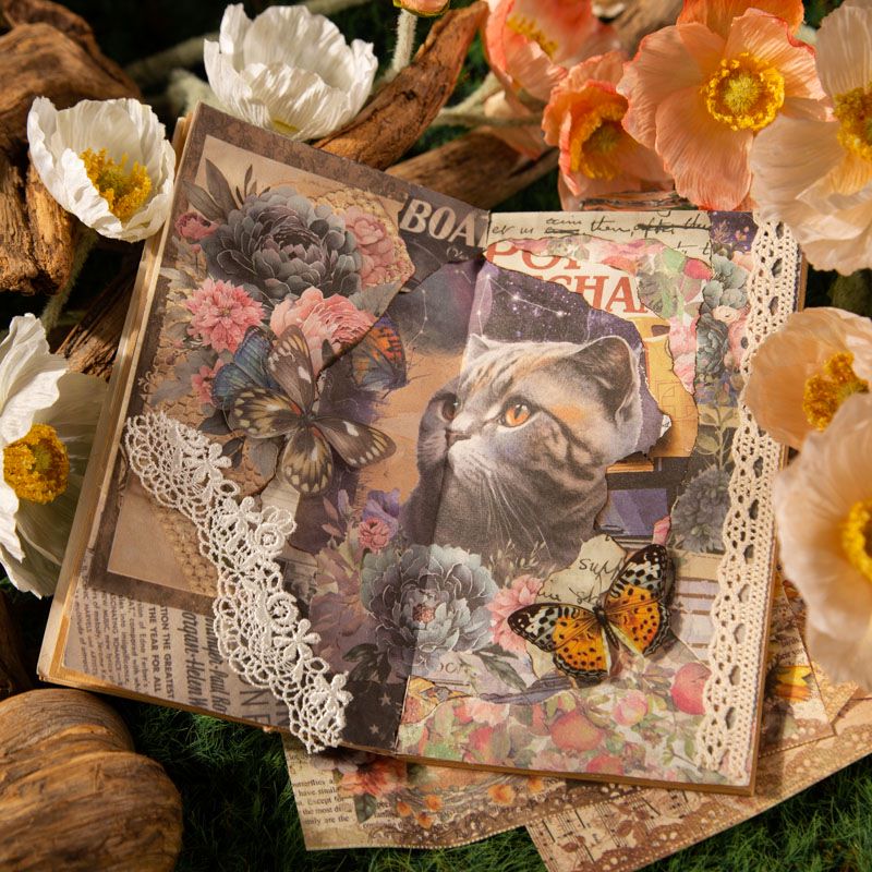 The Cat in the Garden Collage Paper