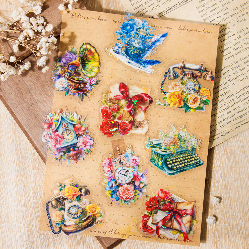Antique Items and Flower Stickers