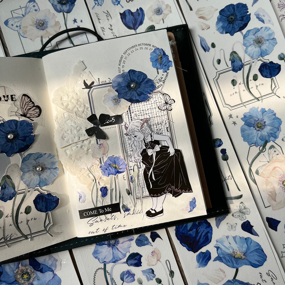 6cm*150cm Blue Flowers Tape