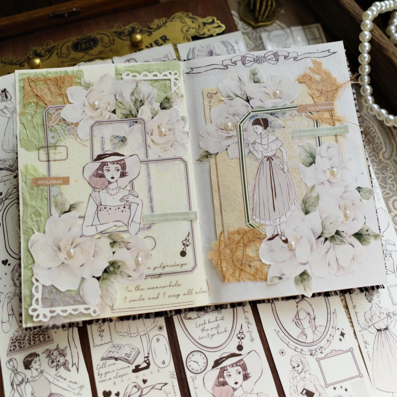 5.5cm*100cm Vintage White Gardenia Tape