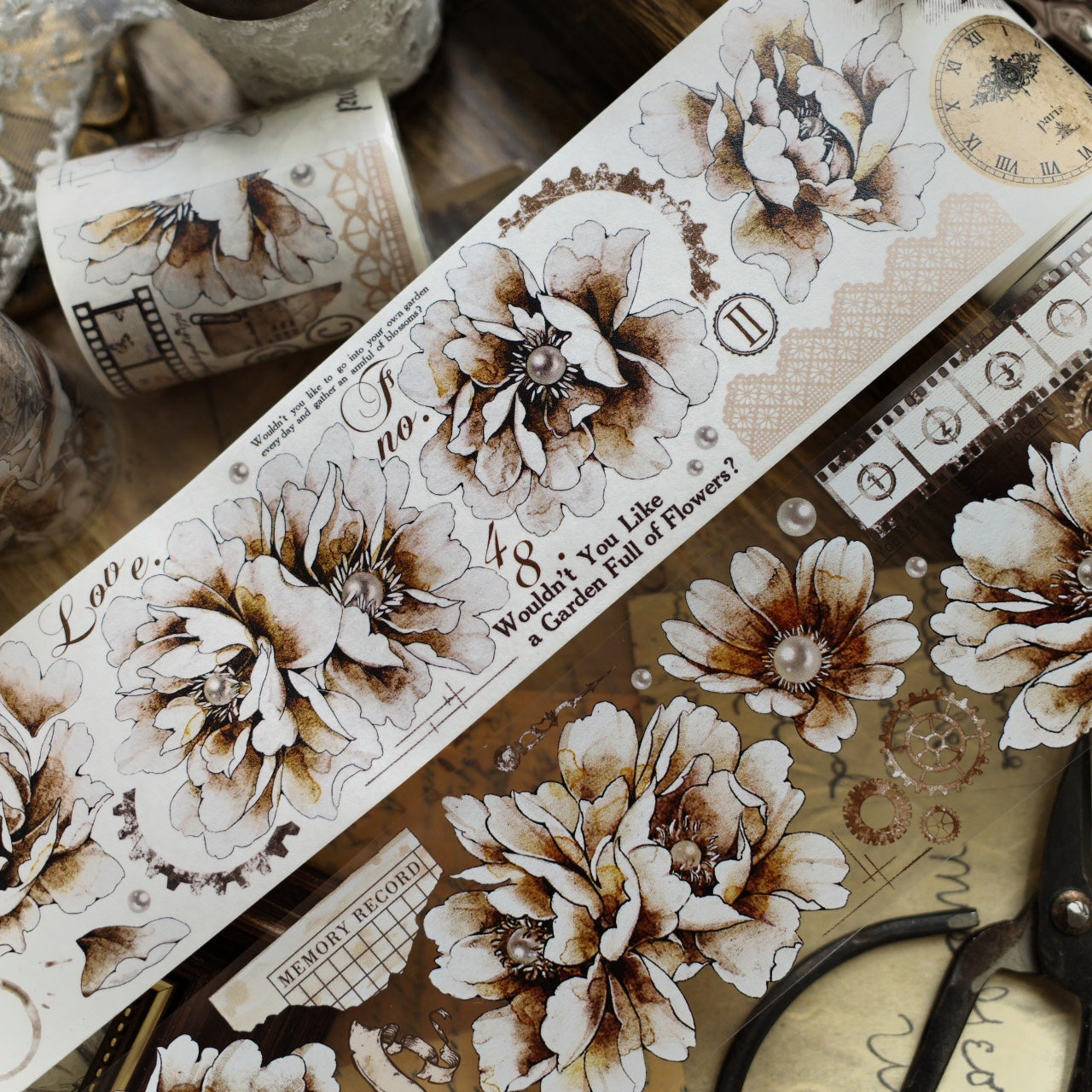 6cm*200cm Old Time Retro Big Flower Tape