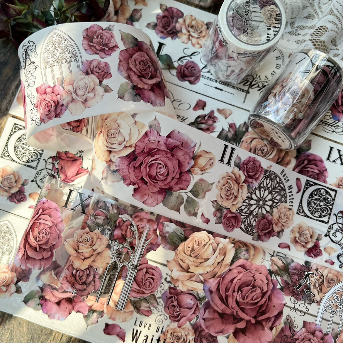 6cm*150cm Retro Rose Washi PET Tape