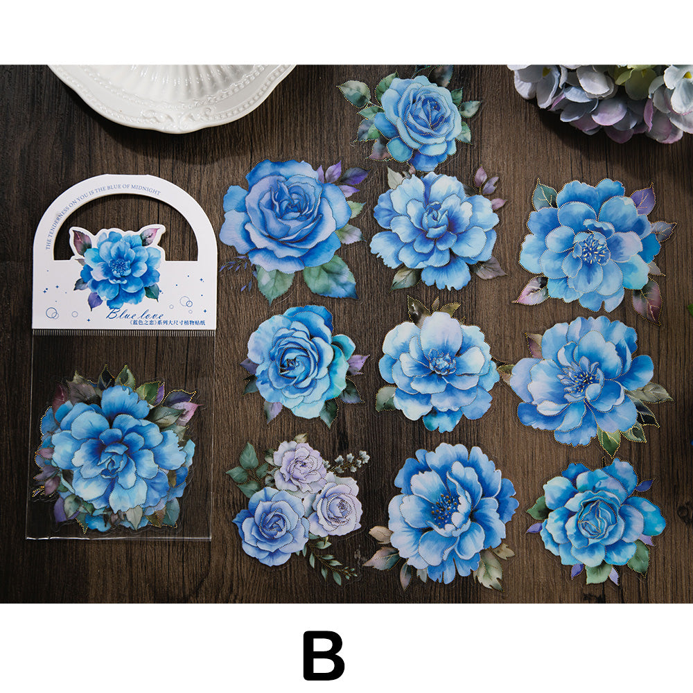 Blue Love Flower Stickers