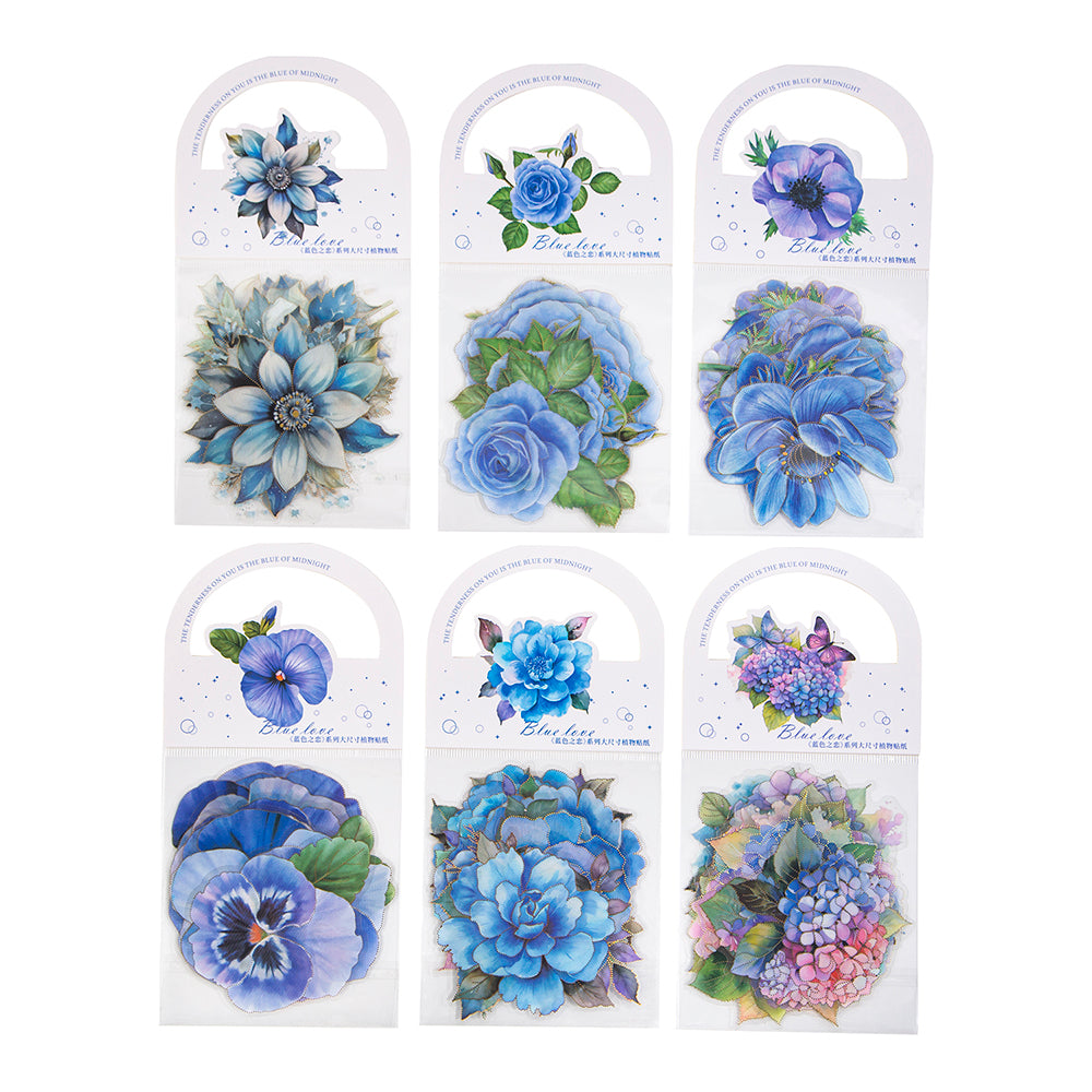 Blue Love Flower Stickers