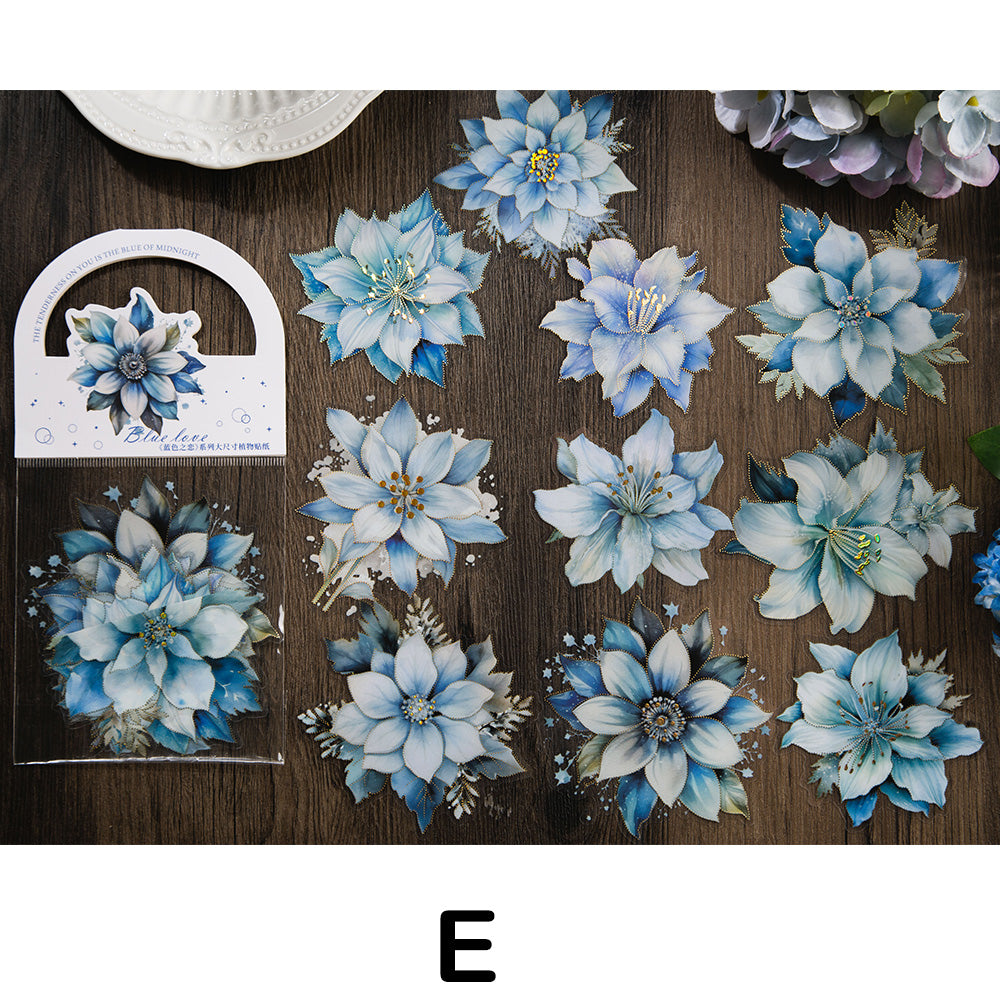 Blue Love Flower Stickers