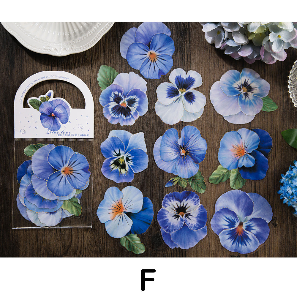 Blue Love Flower Stickers