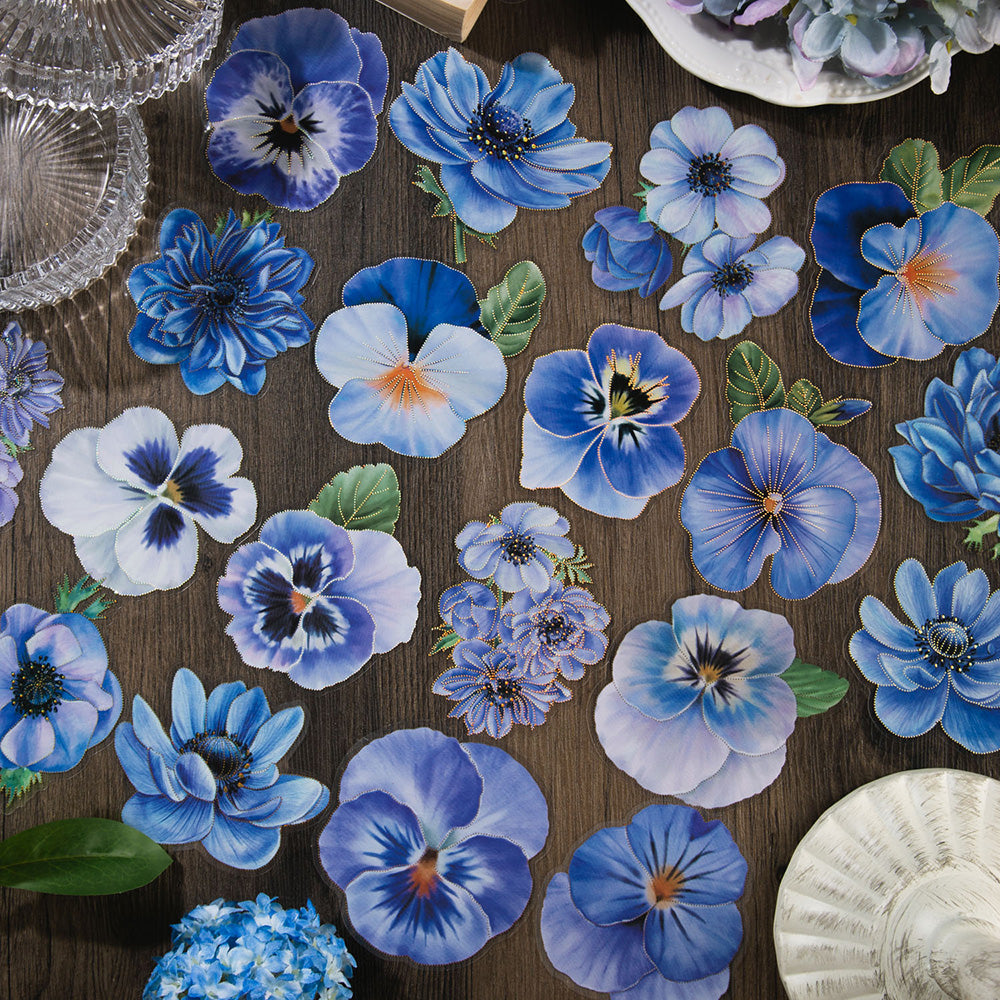 Blue Love Flower Stickers