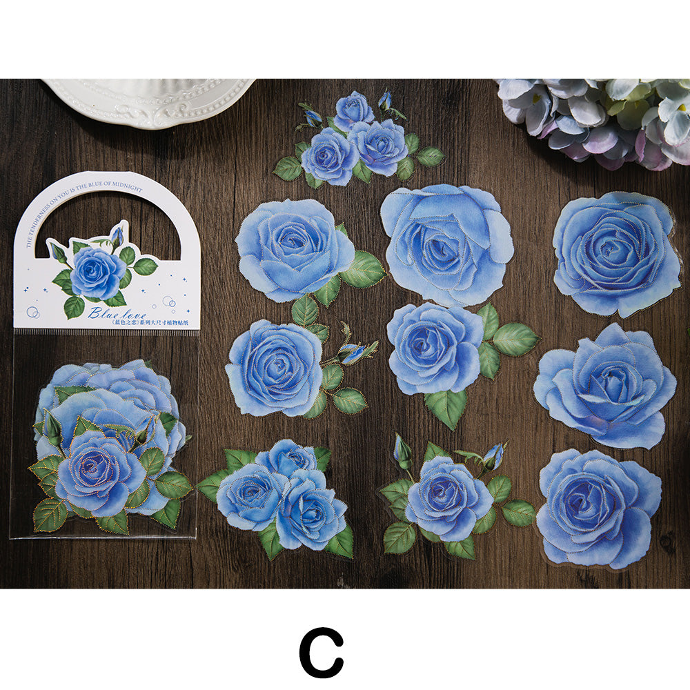 Blue Love Flower Stickers